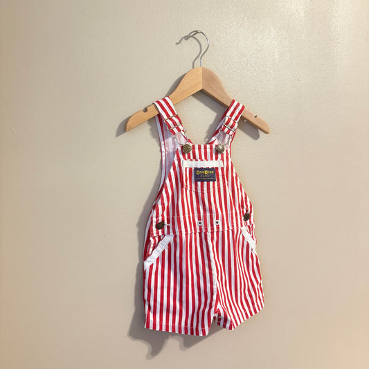 80s OSH KOSH Red Striped Shortalls (18m)