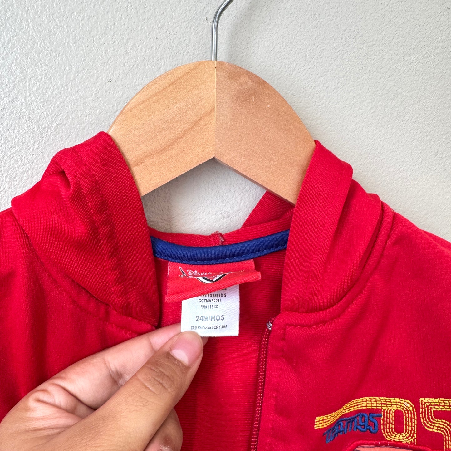 Pixar Cars Lightning McQueen Embroidered Zip up Jacket with Hood (24m)