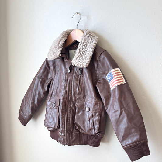 Zara Boys Faux Leather Aviator Jacket (4/5)