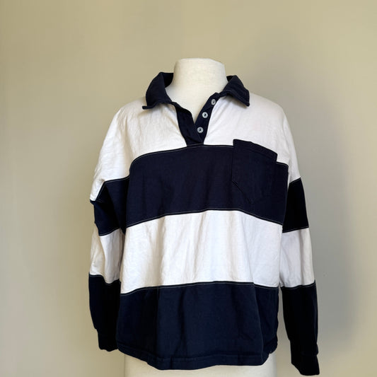 Black & White Cropped Rugby Shirt (L)
