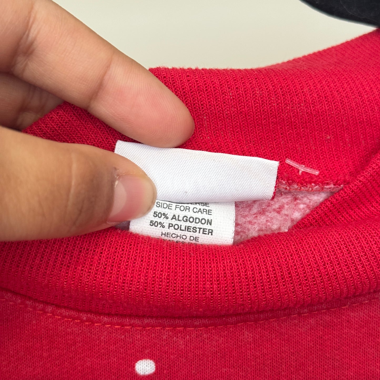 90s AOP Snowman “Let It Snow” Red Fleece Lightweight Sweater (L)