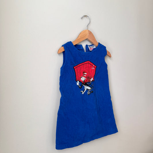 Vintage Dr. Seuss Cat in the Hat Blue Corduroy Dress (2T)