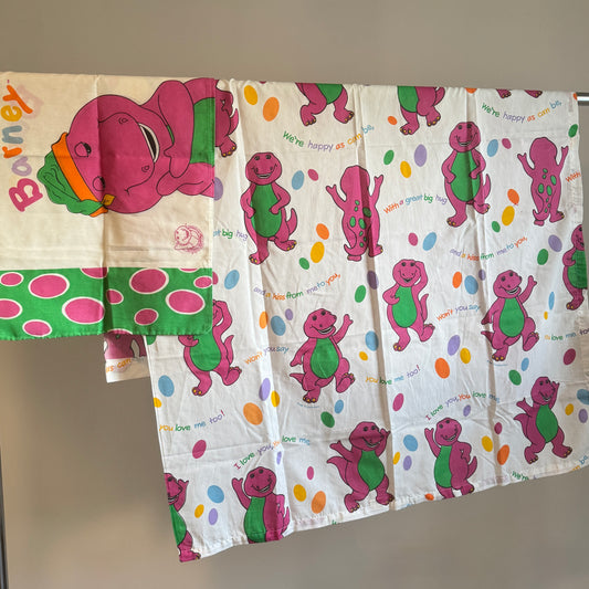 90s Barney curtain with pillowcase