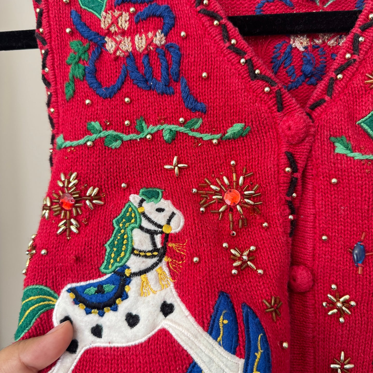 Vintage Red Christmas Sweater Vest (S)