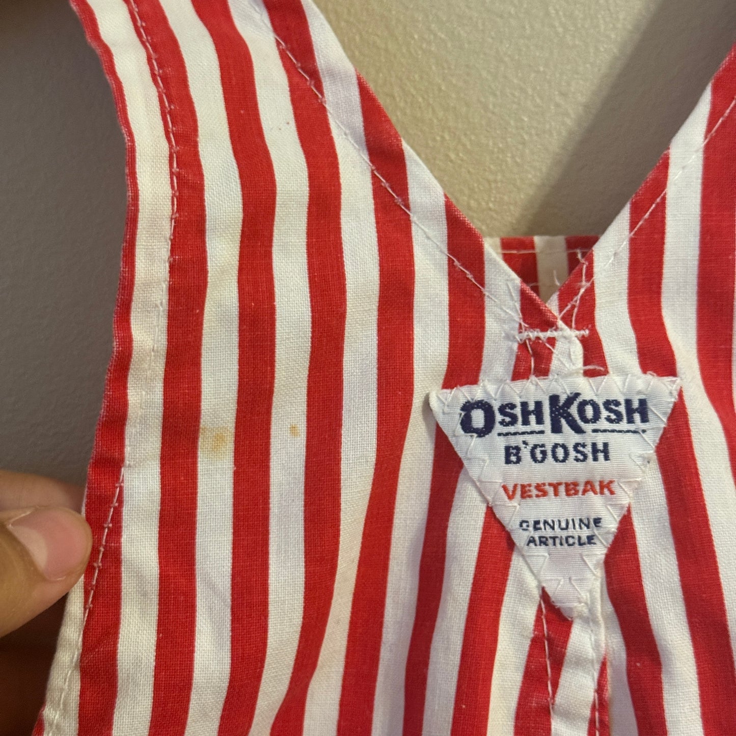 80s OSH KOSH Red Striped Shortalls (18m)