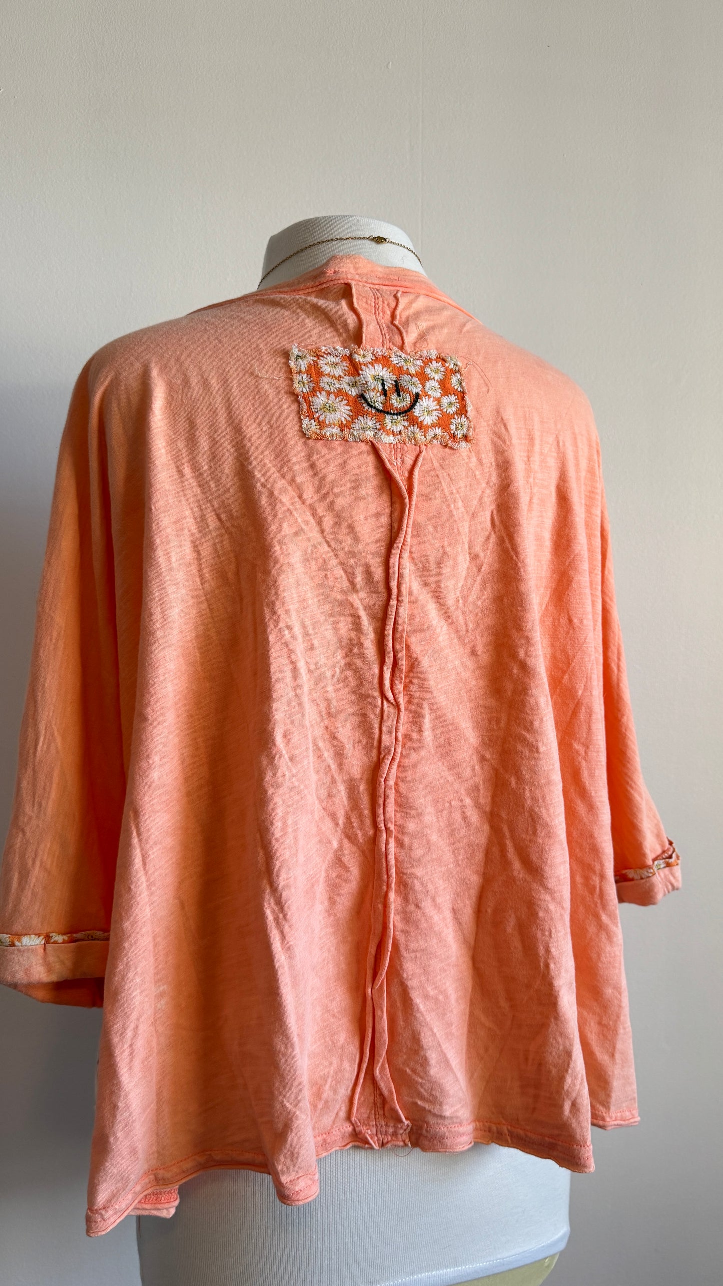 Orange Patchwork Boxy Fit Boho Style Top
