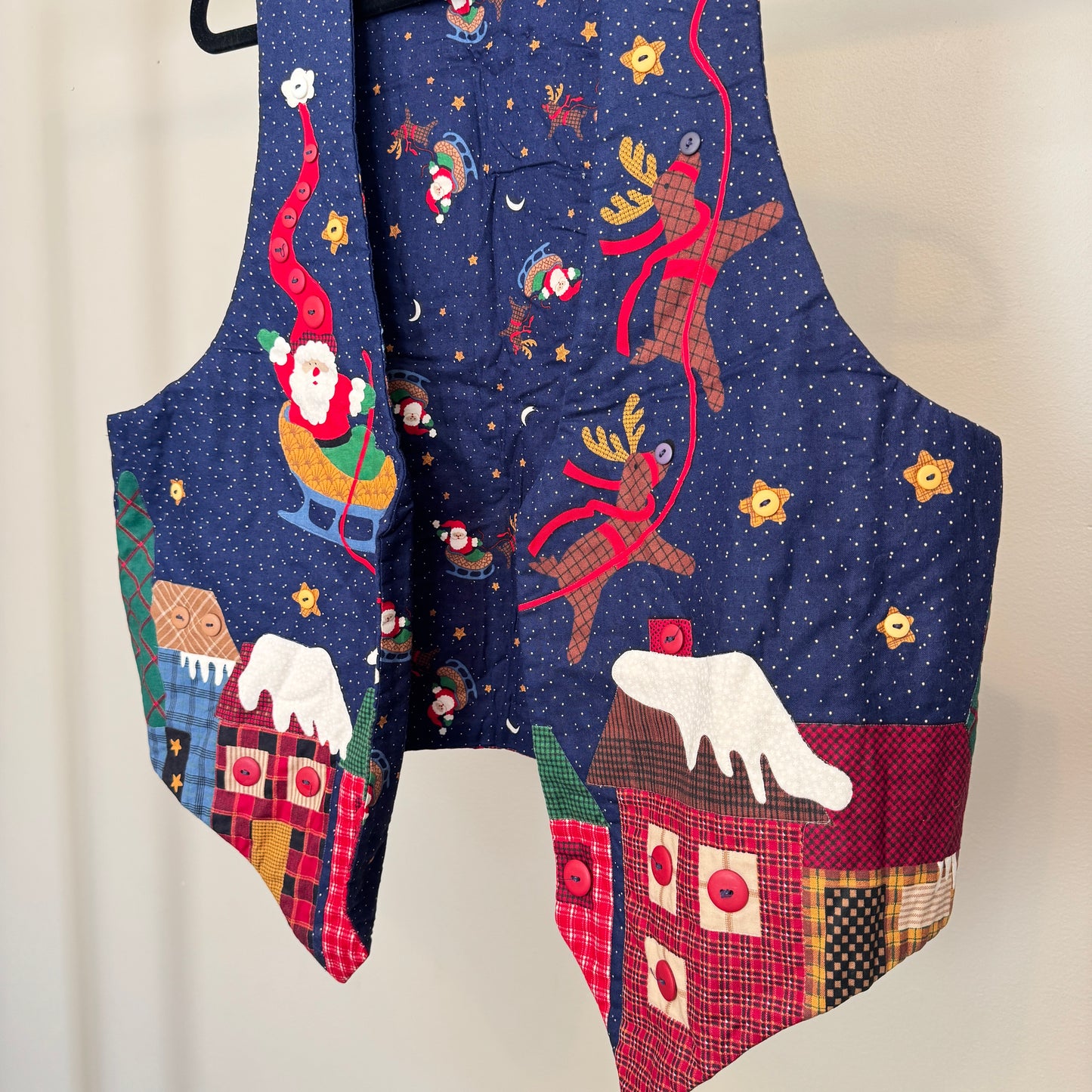 Vintage Reversible Handmade Christmas Vest with Button Detailing