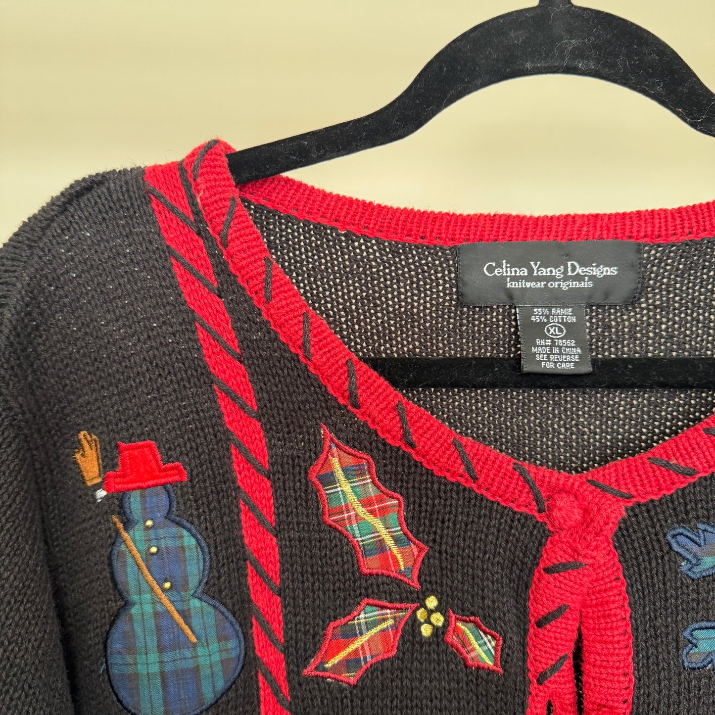 Vintage Christmas Teddy Bears in Stockings Cardigan (XL)