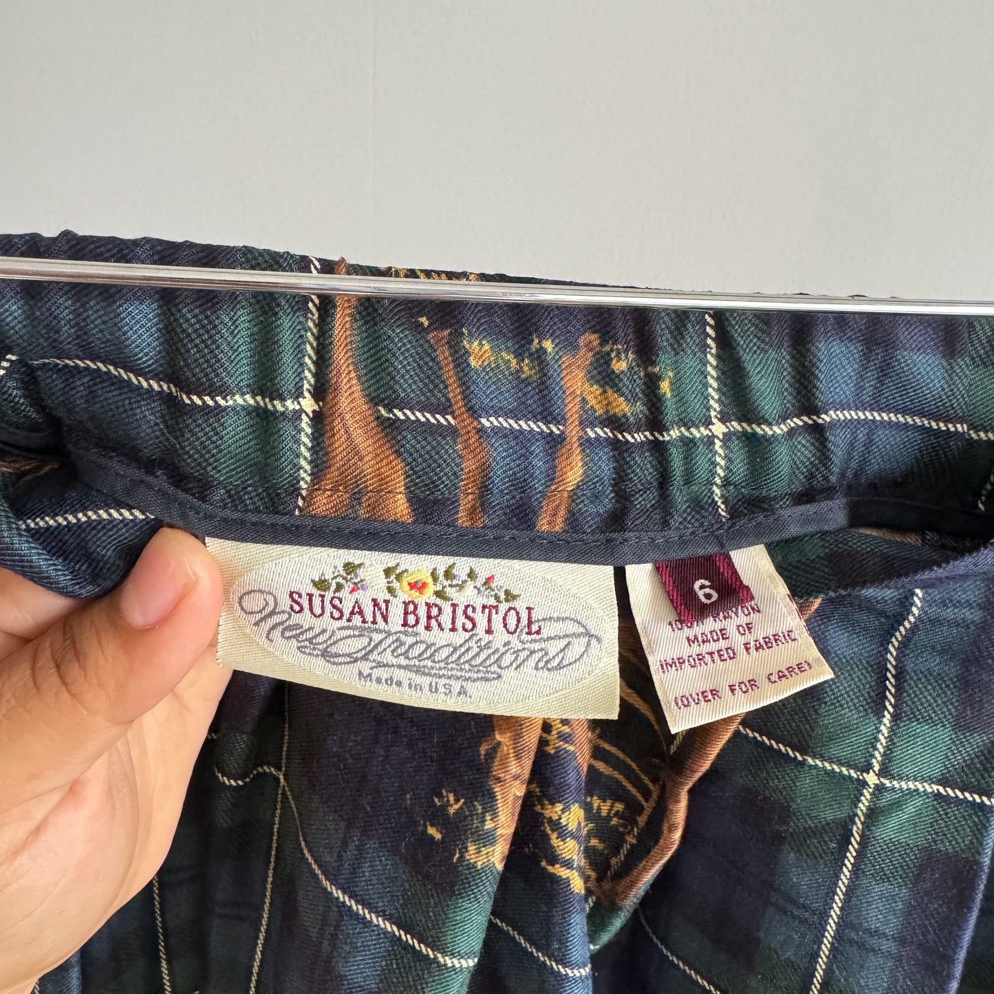 Vintage Plaid Horse Print Skirt