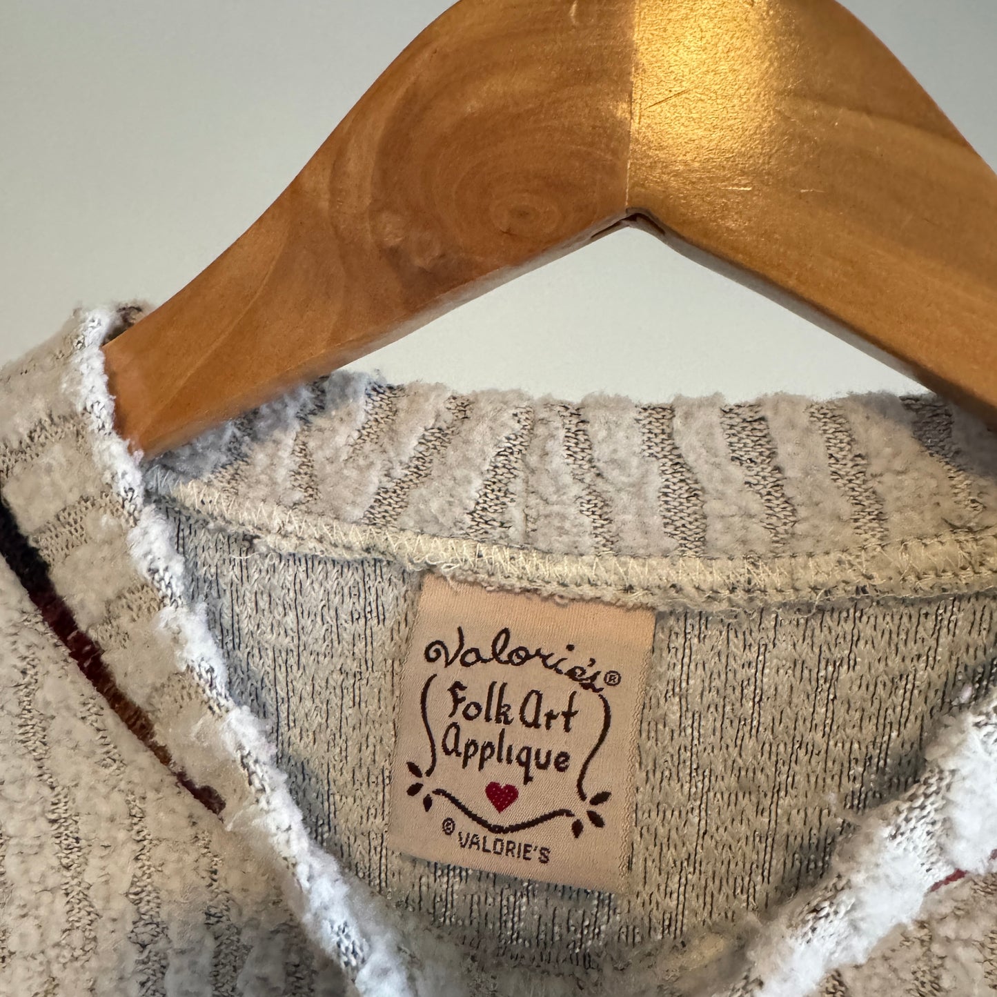 Beige Textured Sweater with Apple Appliques