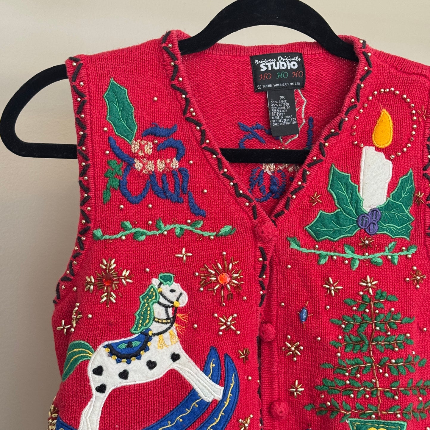 Vintage Red Christmas Sweater Vest (S)