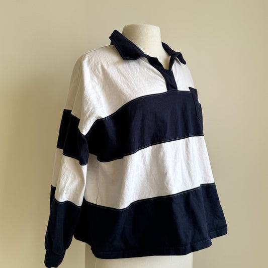Black & White Cropped Rugby Shirt (L)