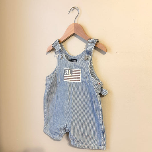 FLAW Vintage Polo Ralph Lauren Striped Denim Shortalls (18-24m)