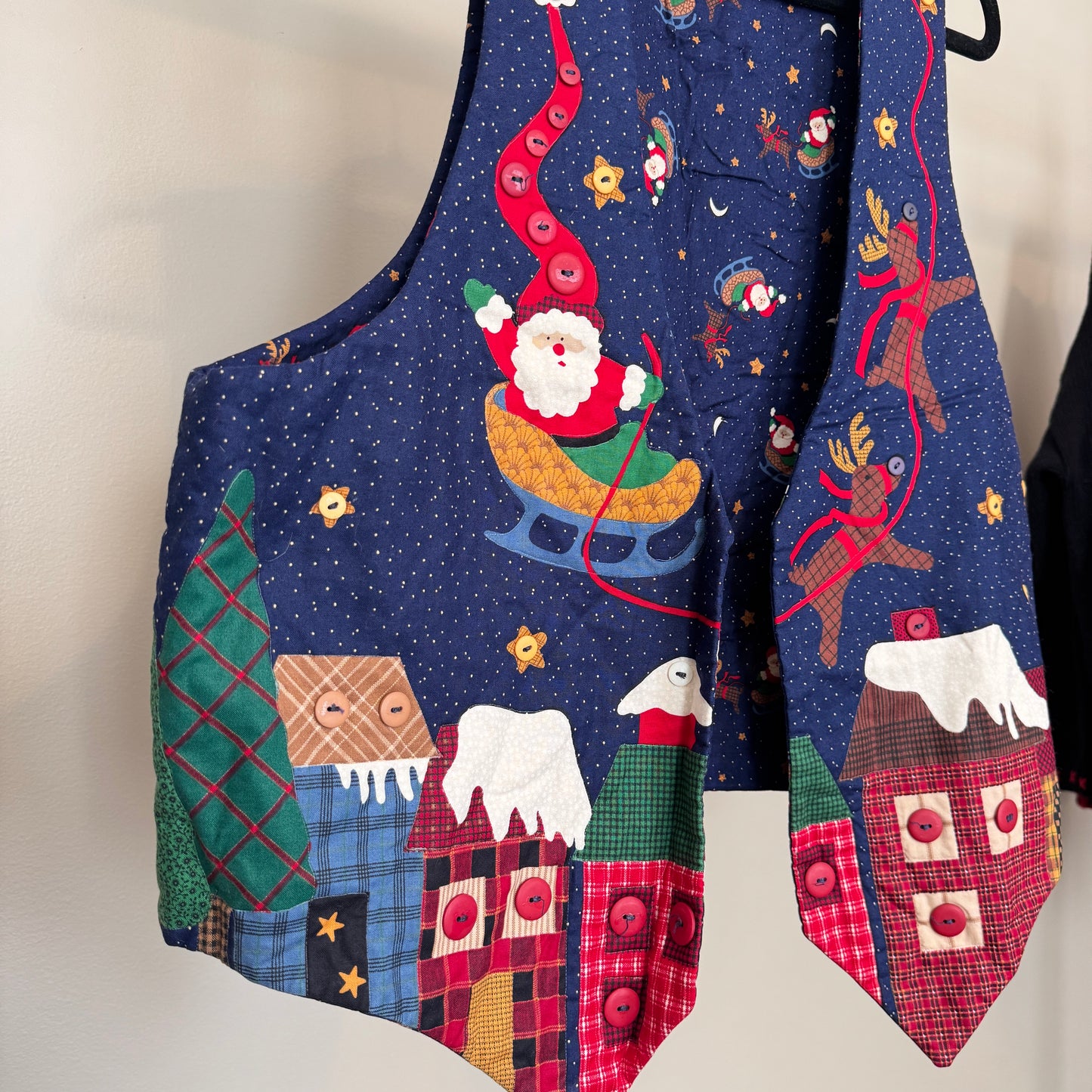 Vintage Reversible Handmade Christmas Vest with Button Detailing
