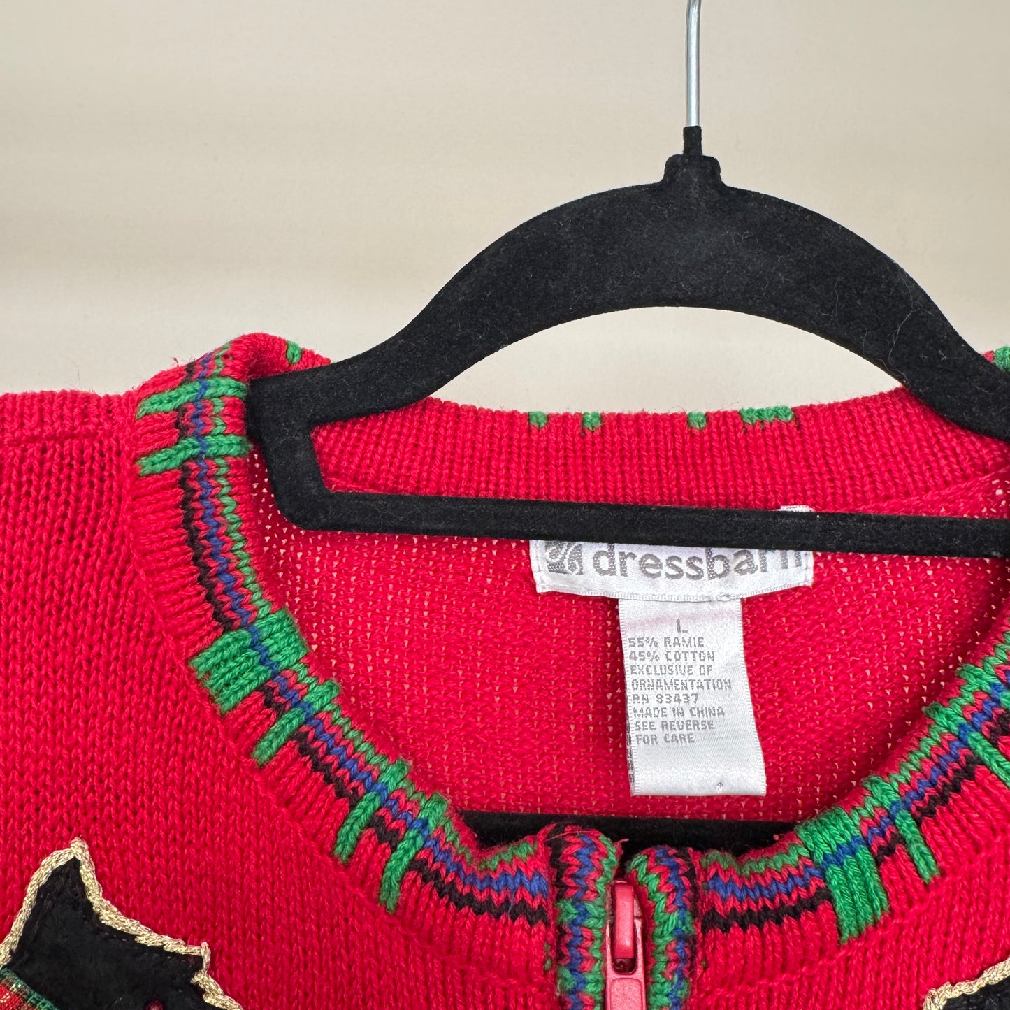 Dressbarn Westie Scotty Dog Red Christmas Cardigan (L)