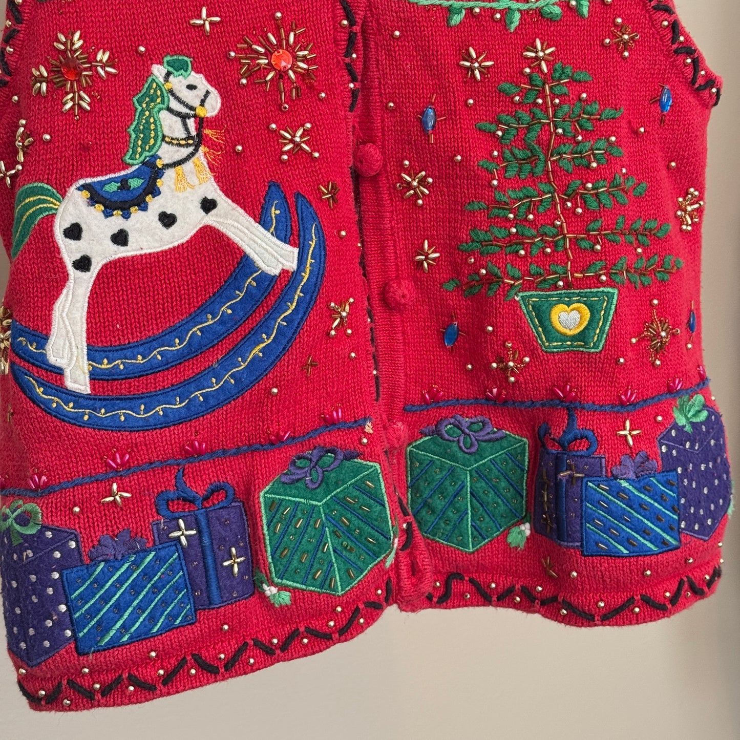 Vintage Red Christmas Sweater Vest (S)