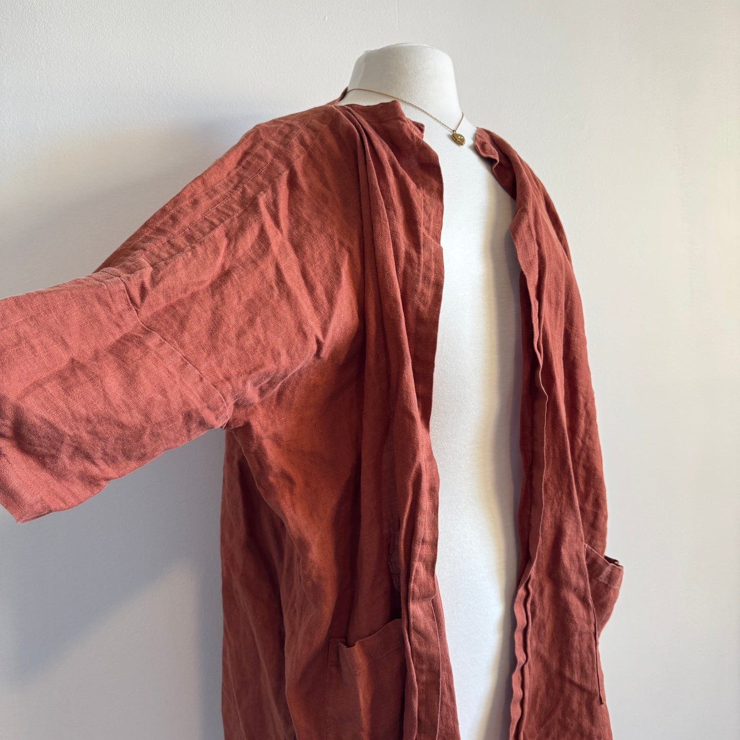 One size terracota linen cardigan