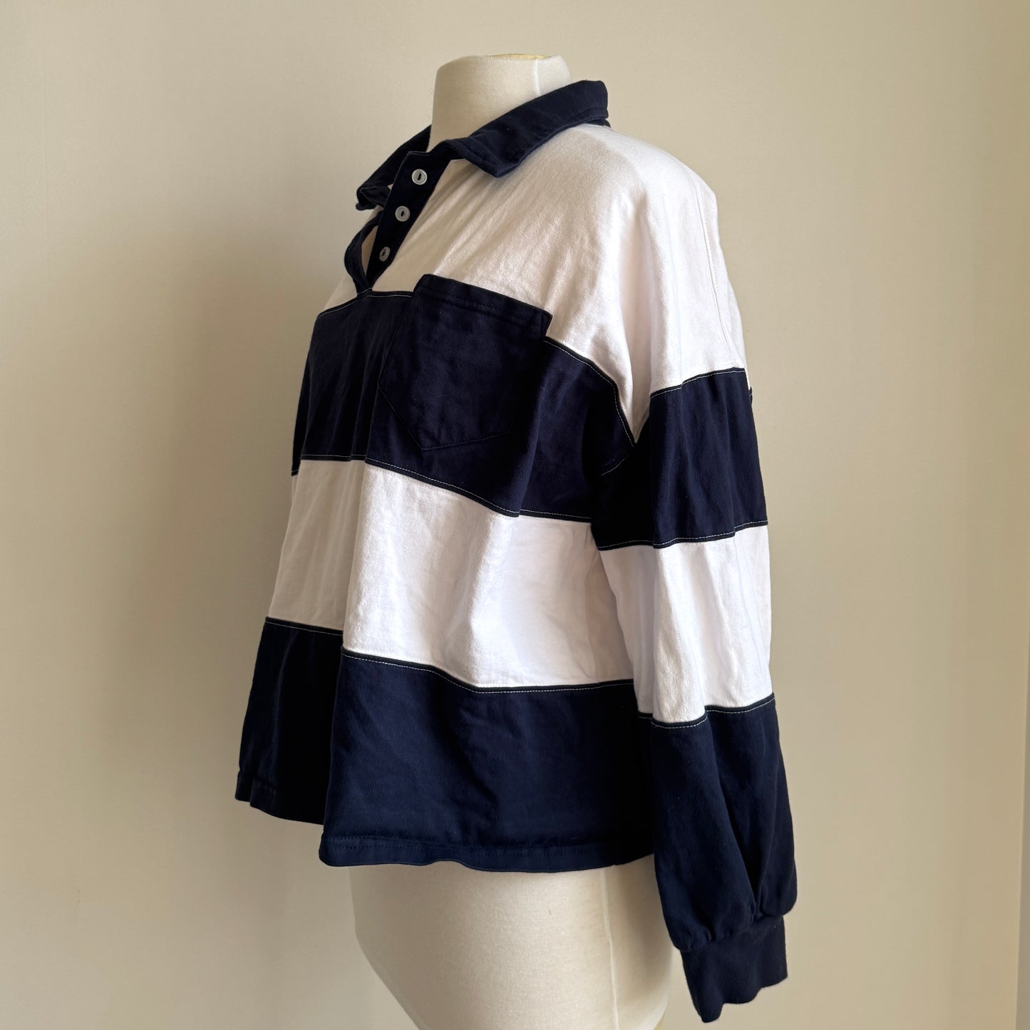 Black & White Cropped Rugby Shirt (L)