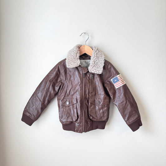 Zara Boys Faux Leather Aviator Jacket (4/5)