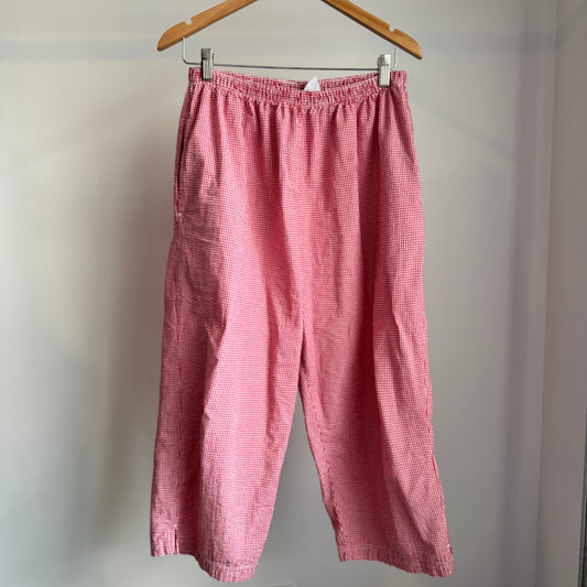 Vintage red gingham pants with elastic waist