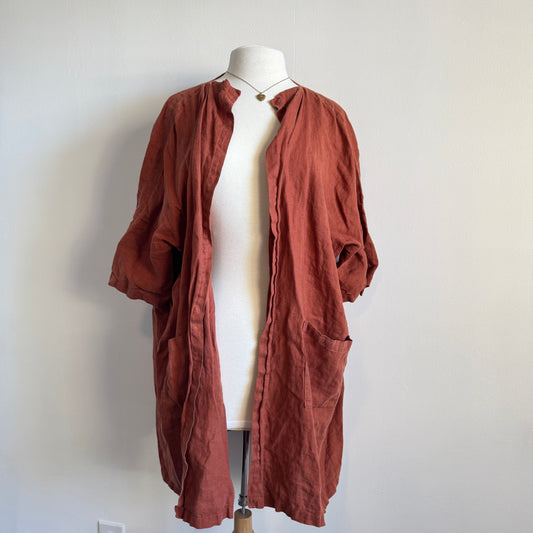 One size terracota linen cardigan