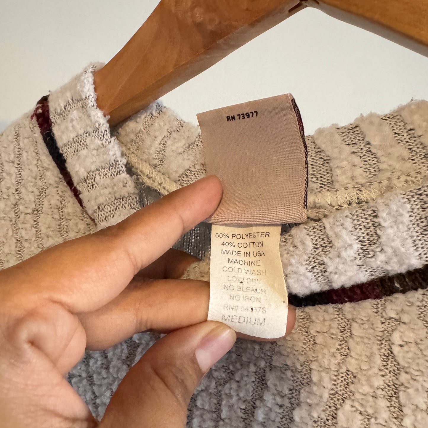 Beige Textured Sweater with Apple Appliques