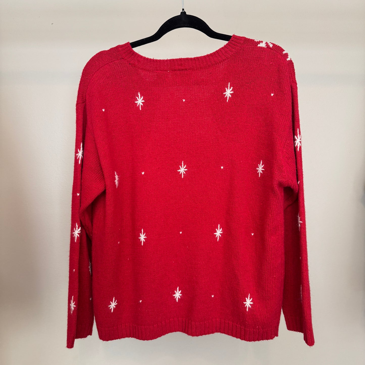 Vintage AOP Snowflakes Red Zip Up Sweater (M)