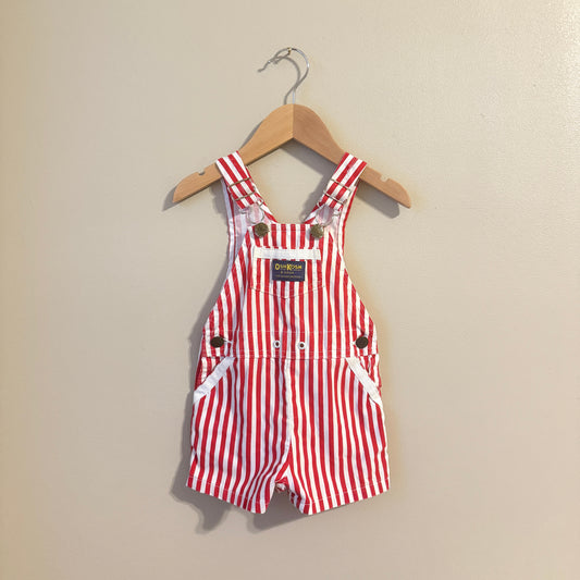 80s OSH KOSH Red Striped Shortalls (18m)