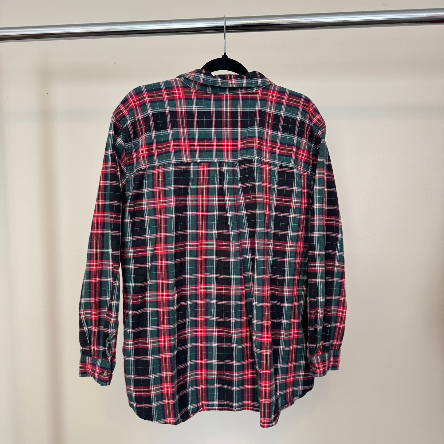 Christmas Plaid Kitty & Gifts Embroidered Button Up Shirt (2XL)