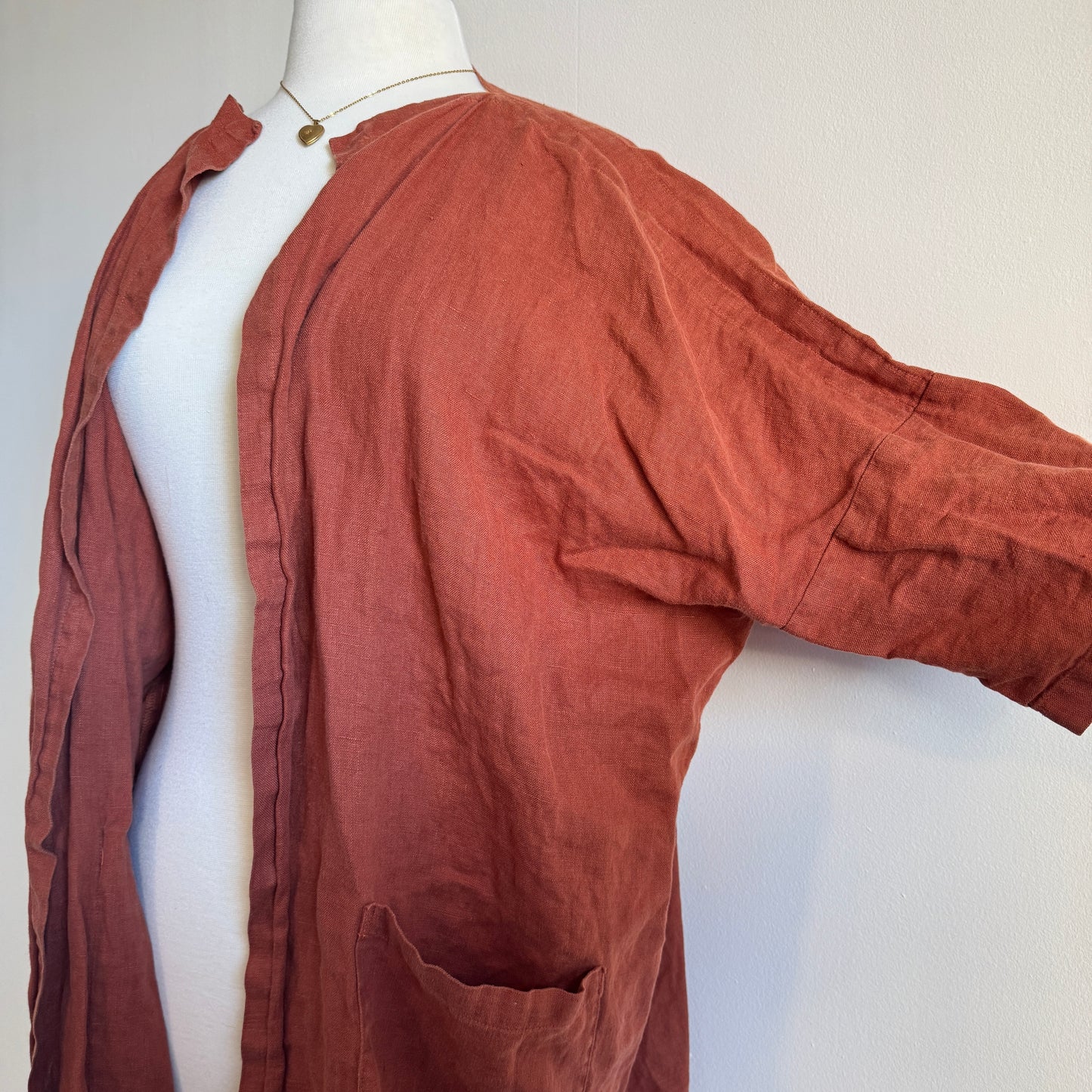 One size terracota linen cardigan