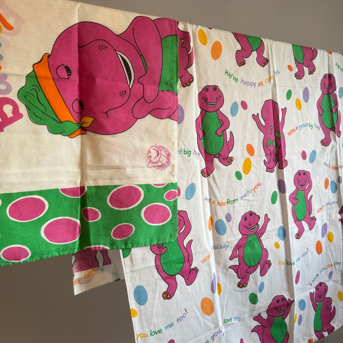 90s Barney curtain with pillowcase