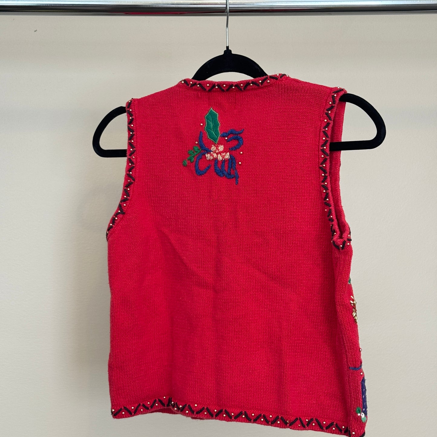 Vintage Red Christmas Sweater Vest (S)