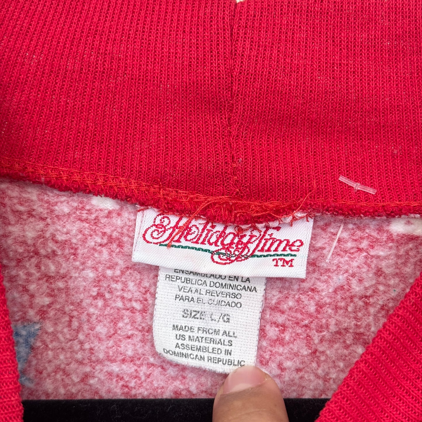 90s AOP Snowman “Let It Snow” Red Fleece Lightweight Sweater (L)