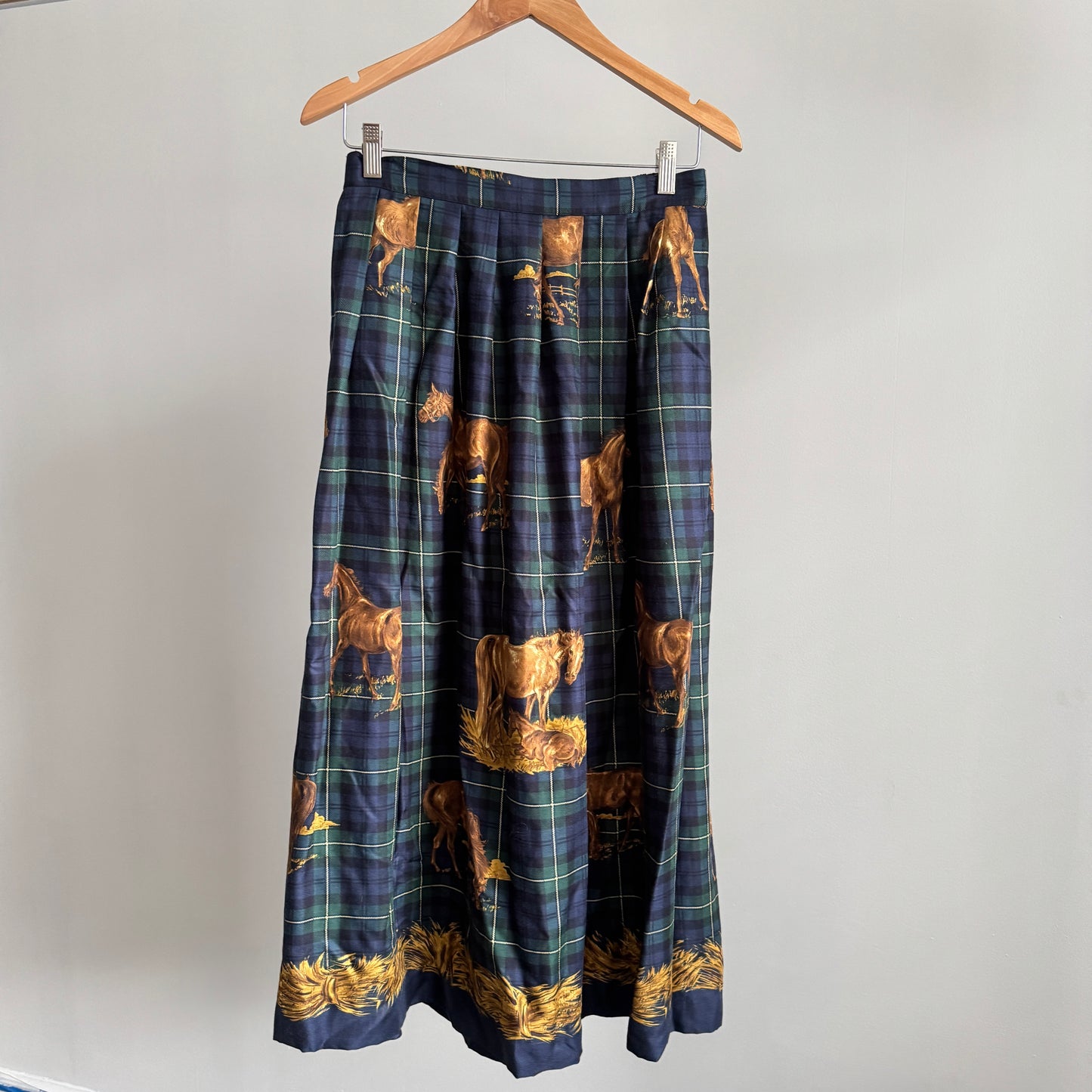 Vintage Plaid Horse Print Skirt