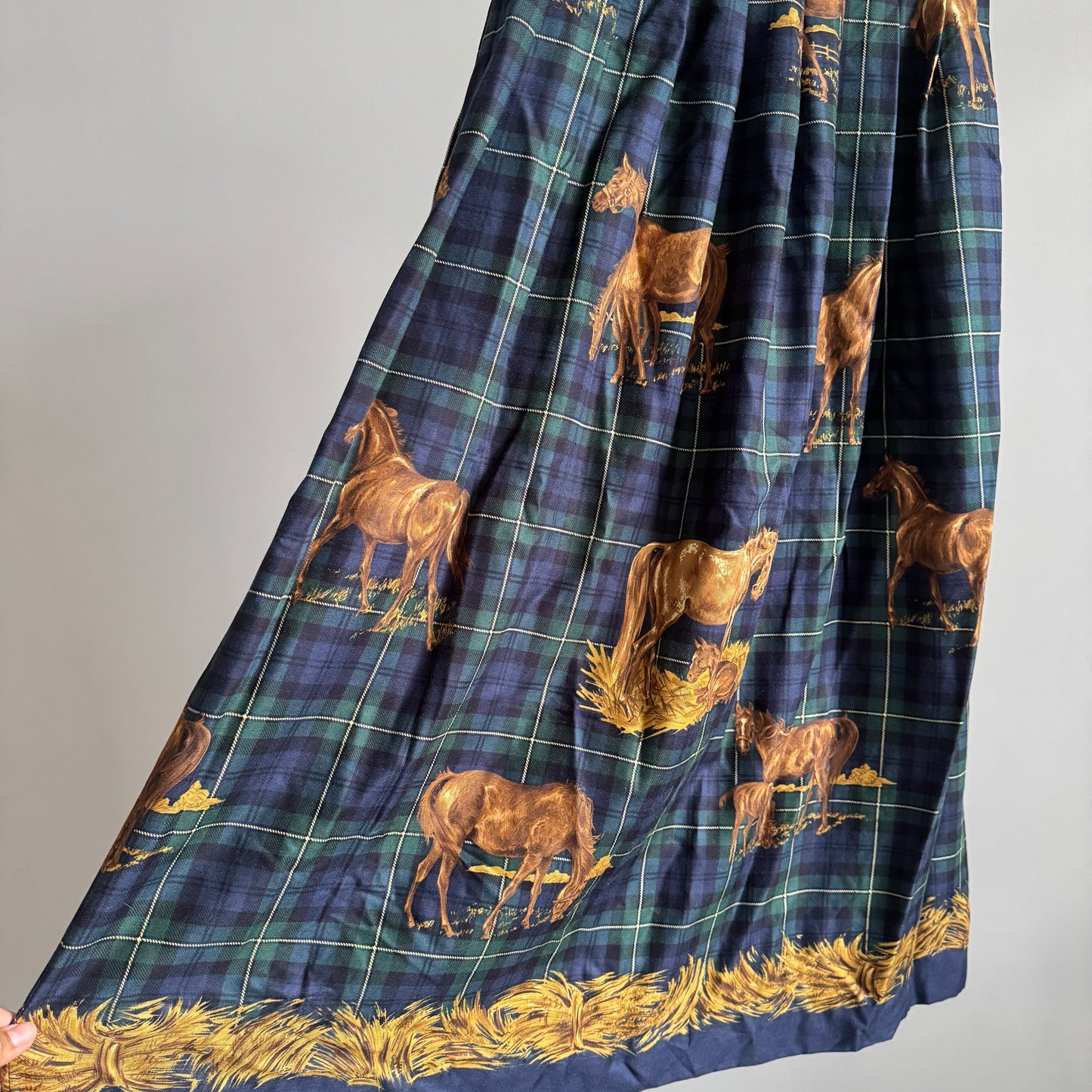 Vintage Plaid Horse Print Skirt