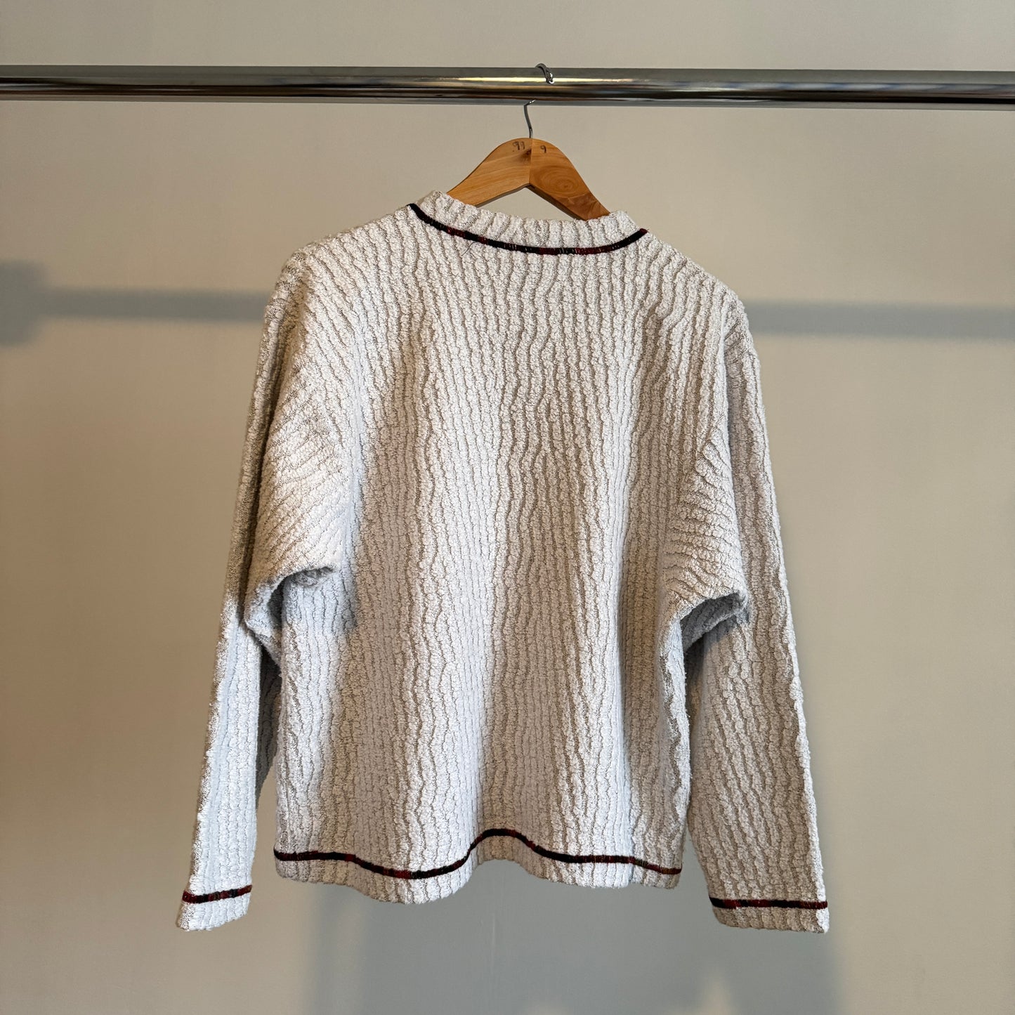 Beige Textured Sweater with Apple Appliques