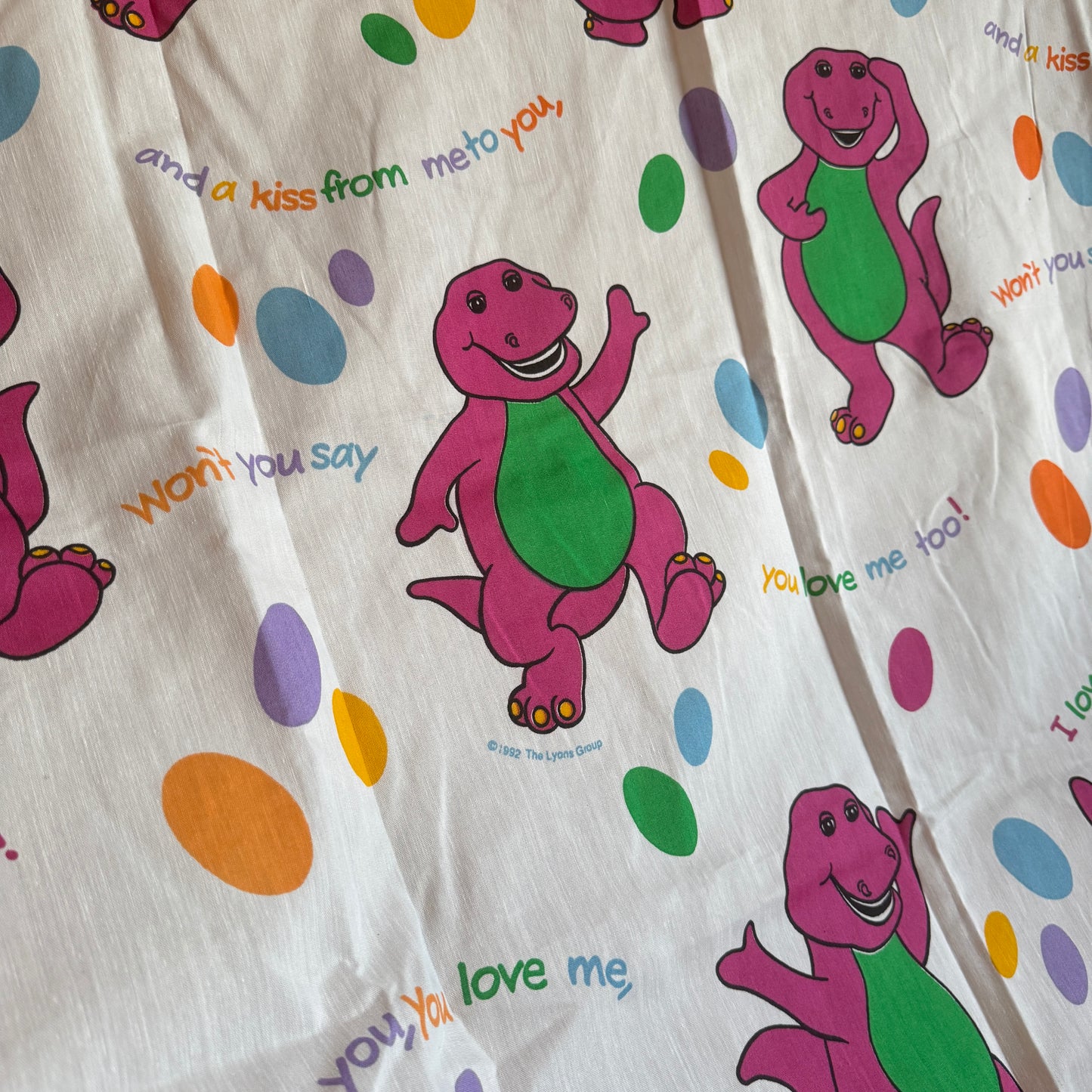 90s Barney curtain with pillowcase