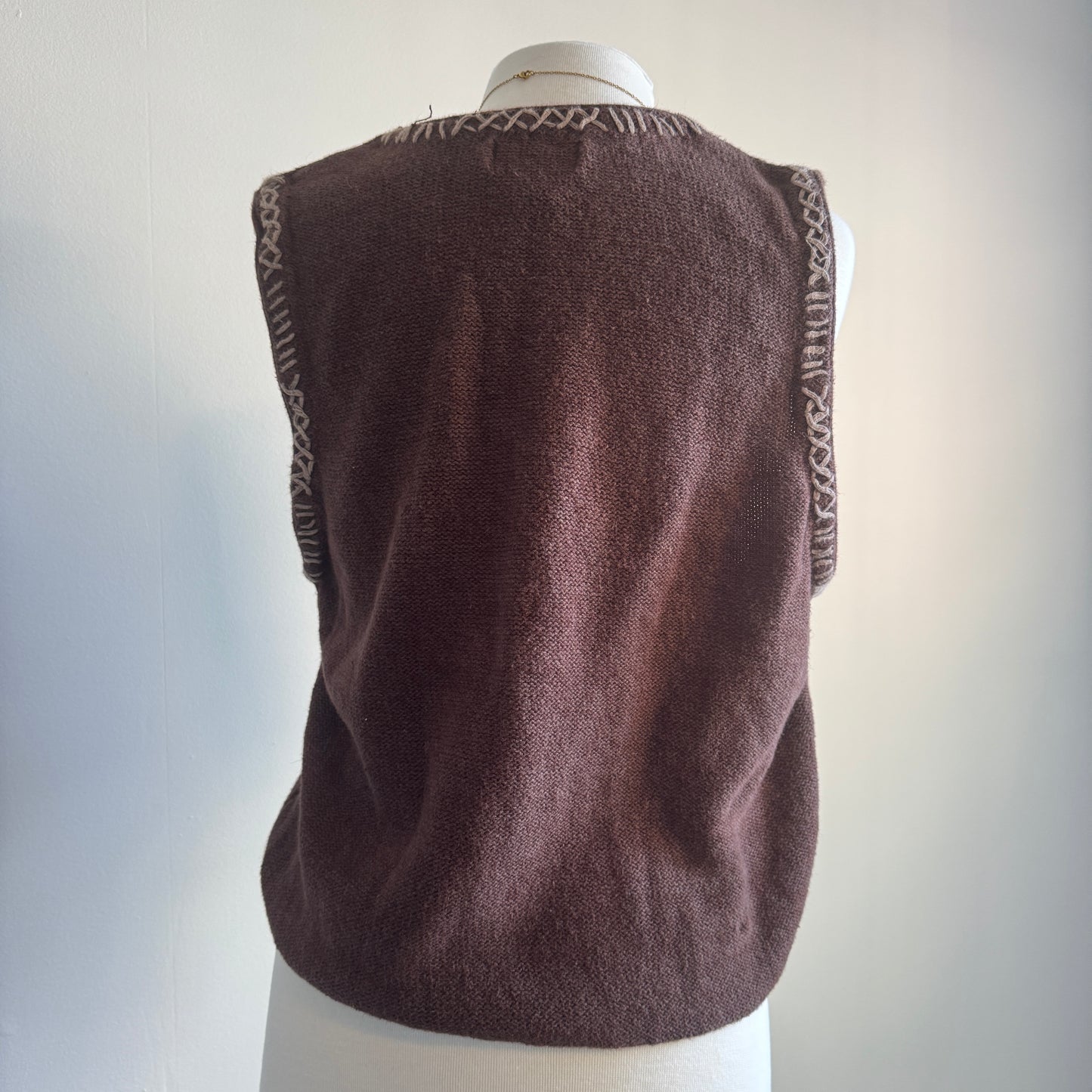 Brown & Blue Knit Grandma Vest