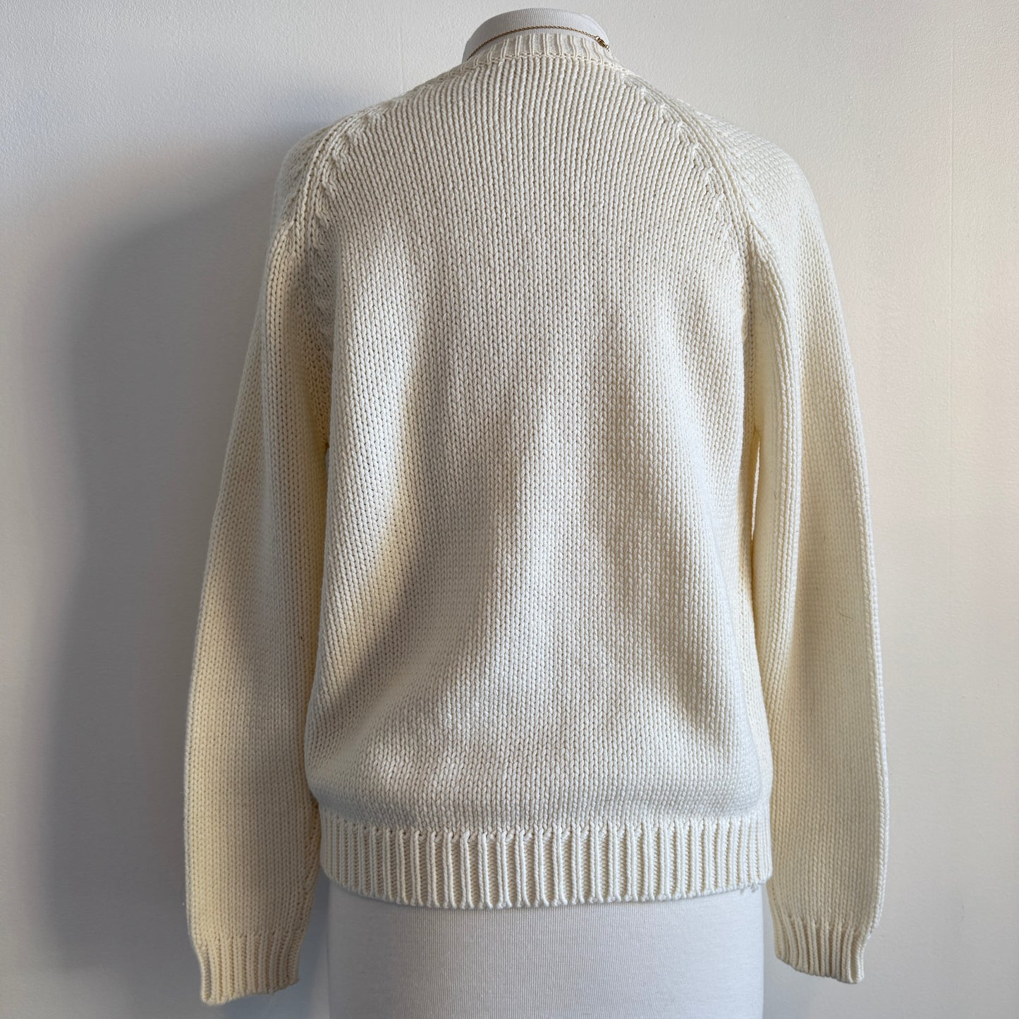 Cream Knit Cardigan with Iridescent Buttons